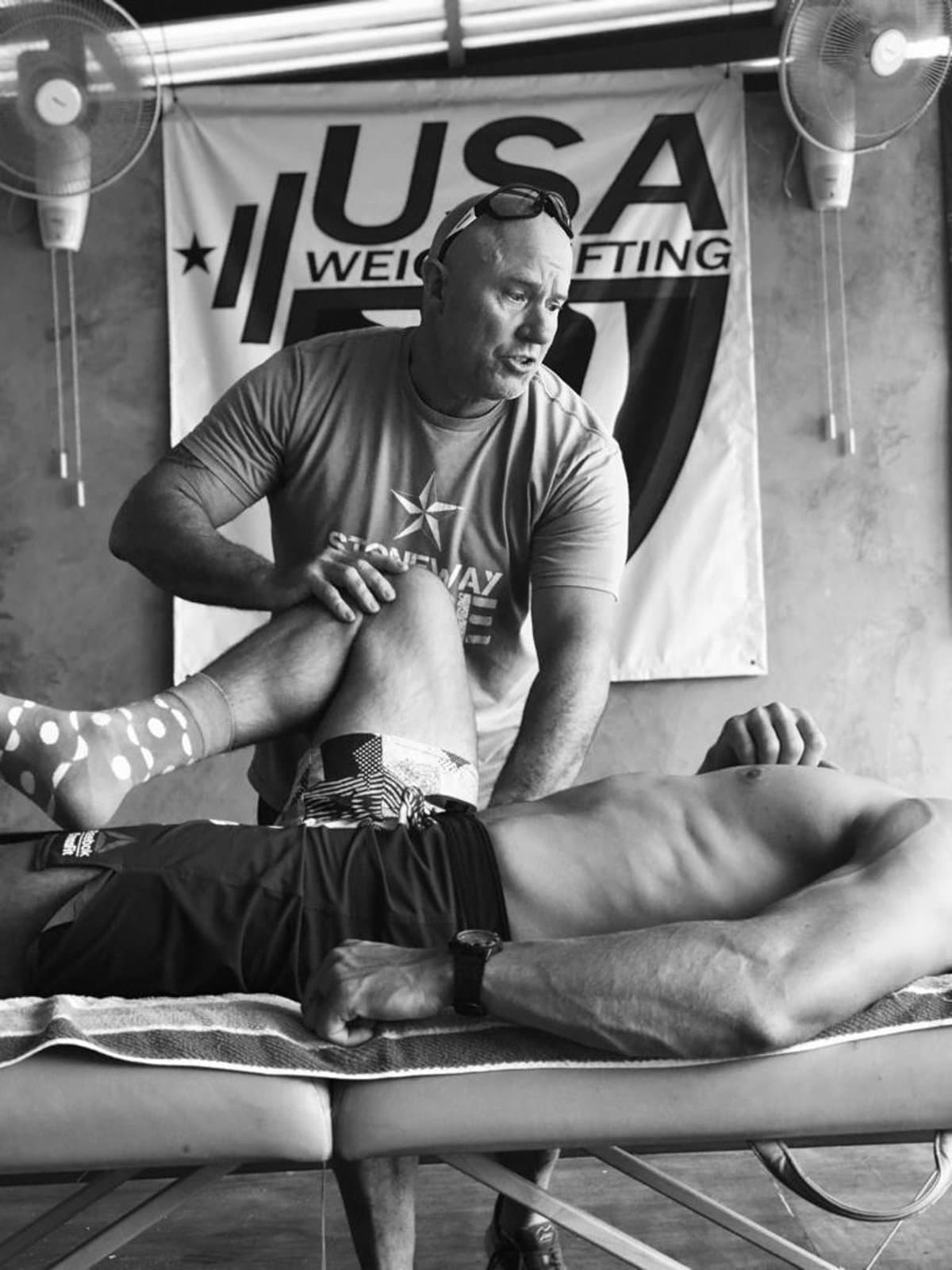 Stephen working with a client during a bodywork seminar.